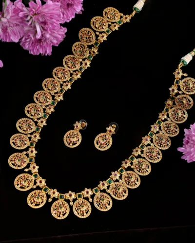 Traditional Antique Gold-Tone Temple Necklace Set
