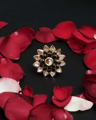 Traditional golden and kundan ring