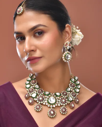 Richlook Premium Kundan Polki Rajasthani Bridal Set With Vintage Look