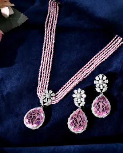 Richlook Smart Look Americian Diamond Necklace With Beads Mala