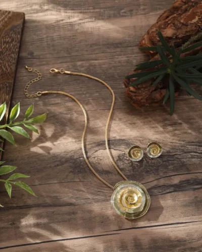 Twirl of Elegance Enamel Pendant Set