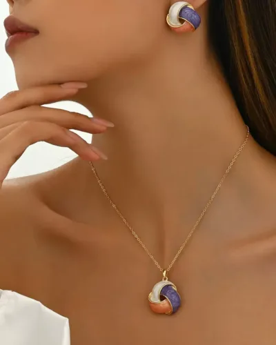 Trendy Multicolor Enamel Pendant Set for Women
