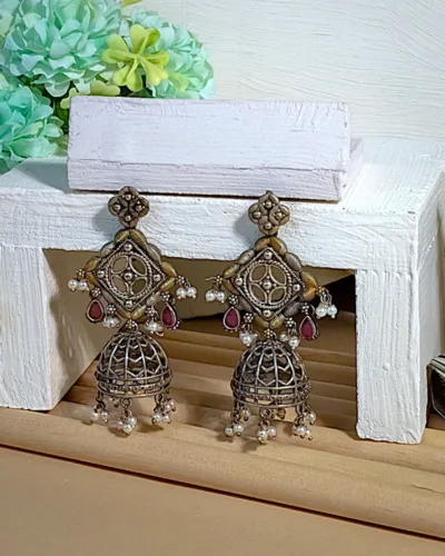 Vintage Oxidized jhumka earring