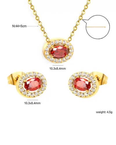 Garnet Radiance round Gold-plated Pendant Set