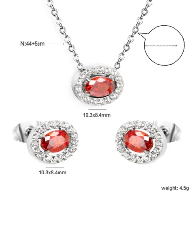 Garnet Radiance round silver-Plated Pendant Set