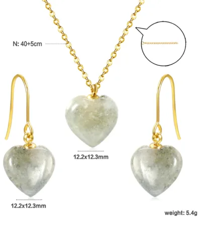 Green Elegant Heartstone Pendant Set
