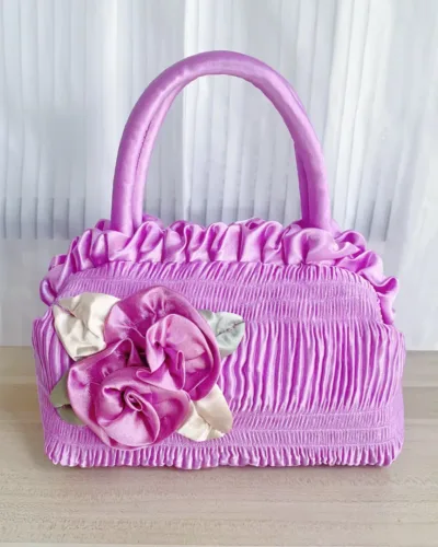 Beautiful Floral Silk Purse with Virant Ethnic Embroidery