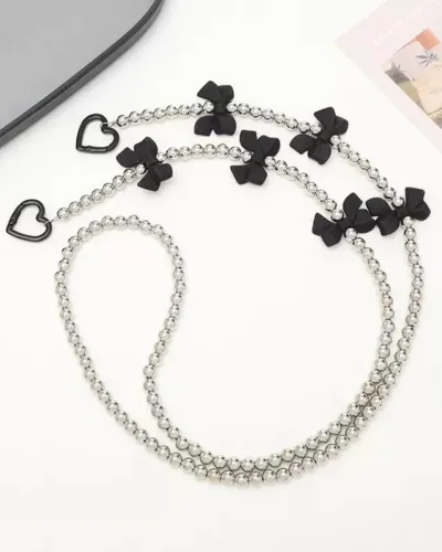 Beaded Bow Phone Charms with Heart Clasp | Premium Long Phone Strap