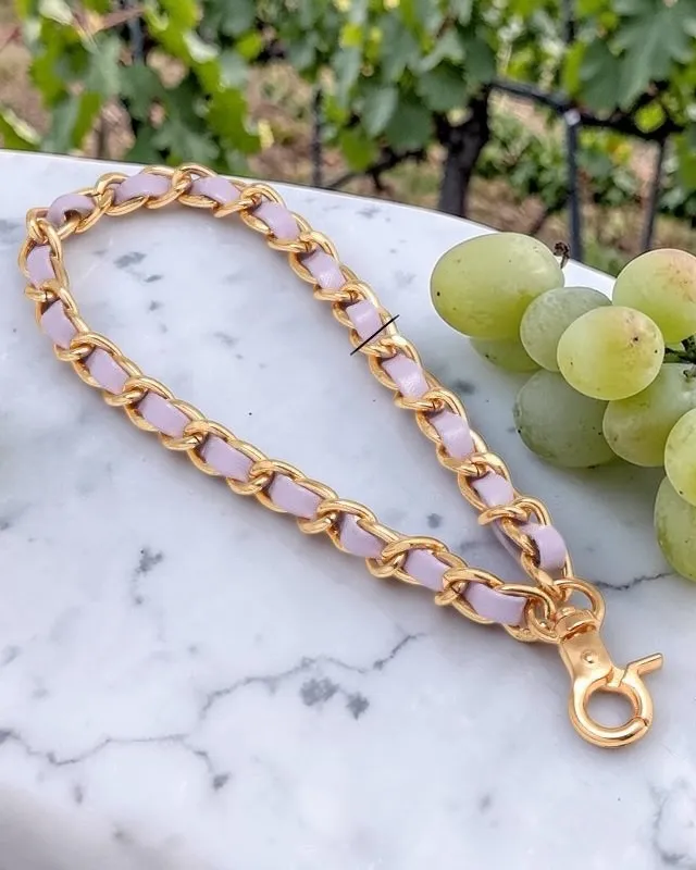 Pastel Purple Phone Charm Chain Strap with Gold Links