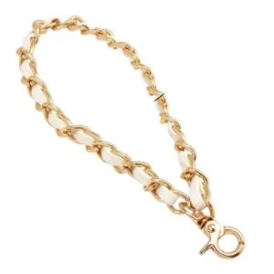 White Phone Charm Chain Strap Elegant Mobile Accessory with white background