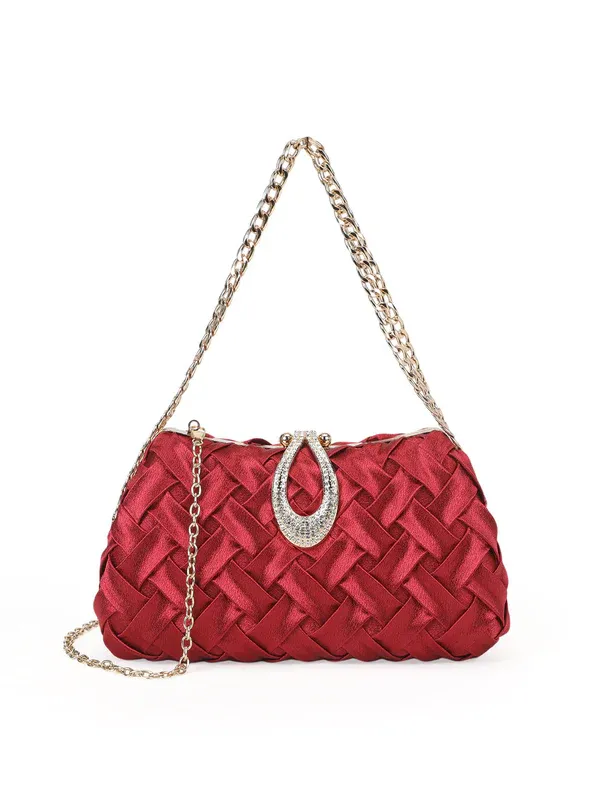 Red Clutch Bag for Women white Background handbag Elegant woven satin womens clutch bag with chain strap, perfect party clutch bag for weddings and festive occasions, stylish evening clutch bag for women handbag