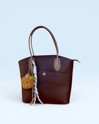 Stylish Leather Tote Bag for Women with Cute Charm
