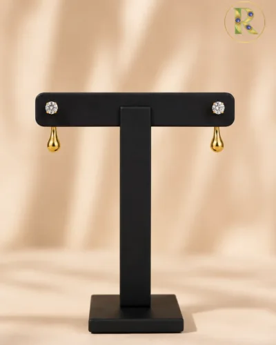 Minimal gold Zircon Stud Earring Design for Women