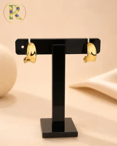 Premium Gold-Plated Wide Curved Hoop Earring