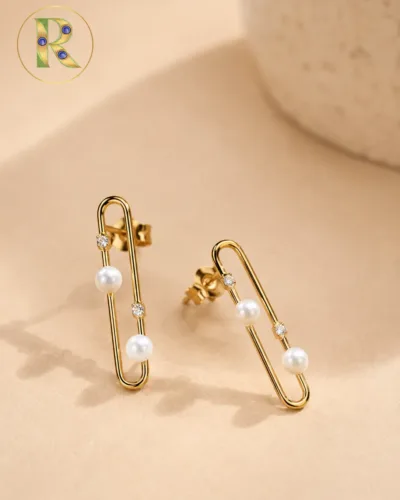Minimalist Pearl & Zircon Designer Earrings
