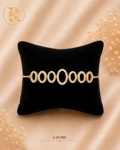 Premium Gold Adjustable Bracelet with Oval Crystal Link Design for Women