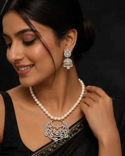 Designer Pearl Statement Necklace Set for Women