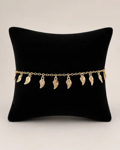 Gold Plated Leaf Charm Bracelet for Women