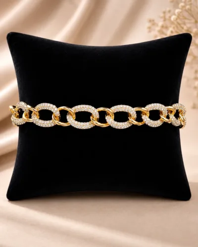 Luxury Gold Plated Crystal Link Bracelet for Women