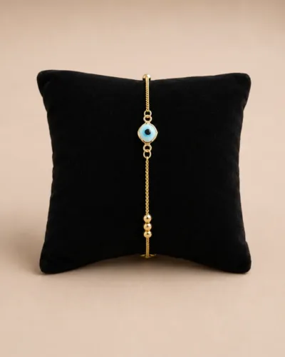 Blue Evil Eye Bracelet for Women Gold-Tone Adjustable