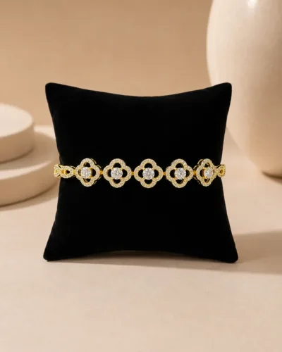 Gold Plated Clover Crystal Bracelet for Women