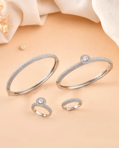 Premium Diamond-Studded Bracelet and Ring Set for Women